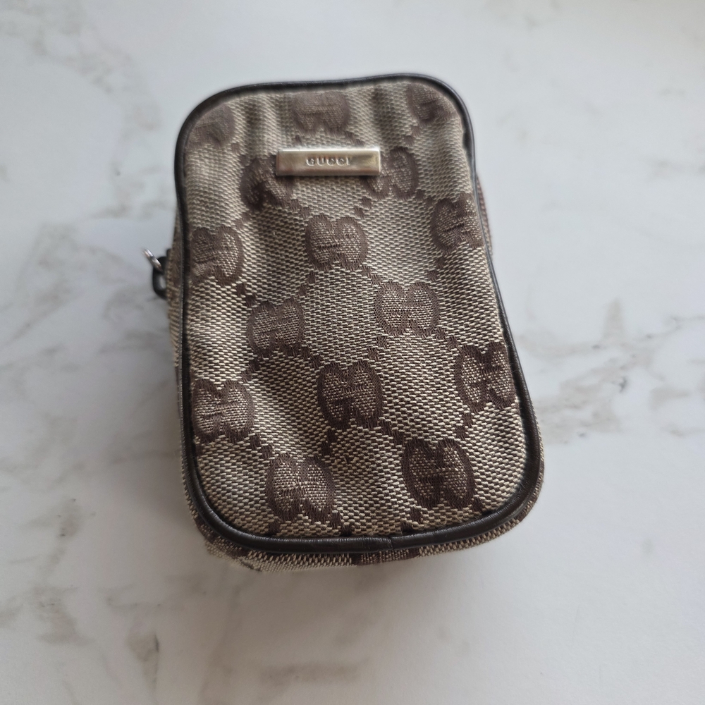 Gucci Monogram Mini Pouch in Brown/Tan